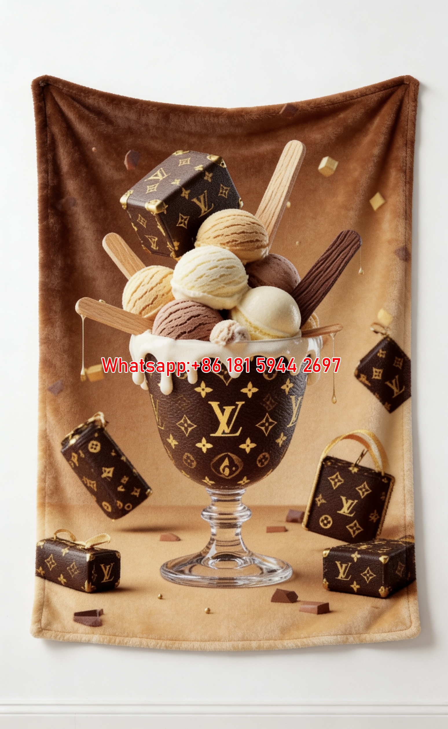 LV Ice Cream Sundae Flannel Throw 293